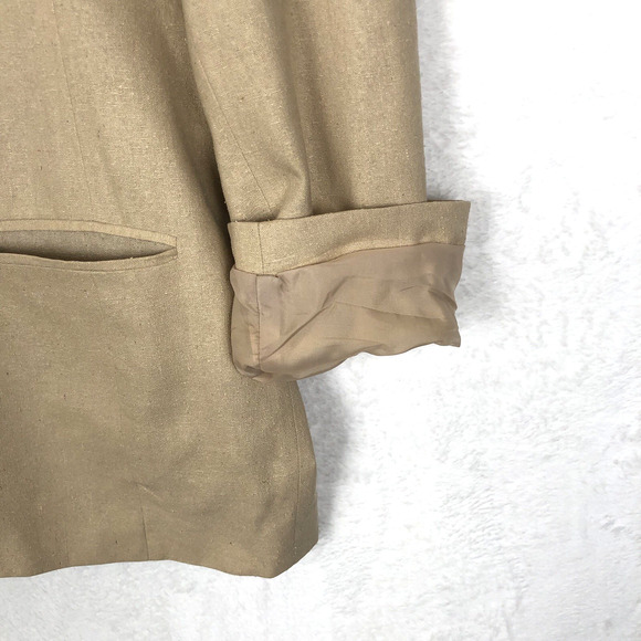 VTG SOSTANZA 100% Silk Jacket Womens Sz XL Beige One Button Lined Blazer Pockets - Picture 12 of 12